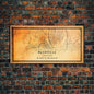 Nashville Map Print, Framed Canvas Wall Art, Tennessee Street Map Art, Davidson City Street Road Map Wall Decor