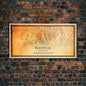 Nashville Map Print, Framed Canvas Wall Art, Tennessee Street Map Art, Davidson City Street Road Map Wall Decor
