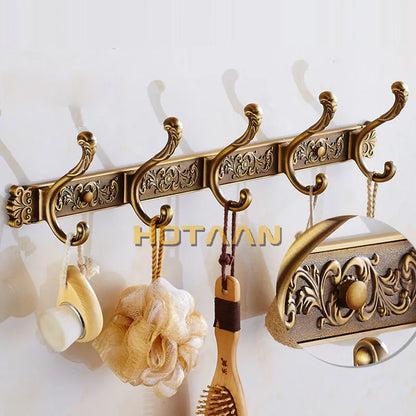 DecorBites™ Antique Brass Robe Hook Towel Holder Bathroom Accessories Wall Mount
