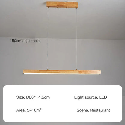 Contemporary Wooden Chandelier - Ideal for Dining Rooms, Kitchens, Shops, and Long Tables with LED Lighting