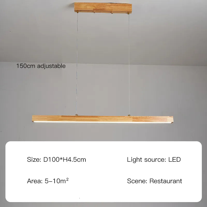 Contemporary Wooden Chandelier - Ideal for Dining Rooms, Kitchens, Shops, and Long Tables with LED Lighting
