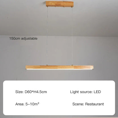 Contemporary Wooden Chandelier - Ideal for Dining Rooms, Kitchens, Shops, and Long Tables with LED Lighting