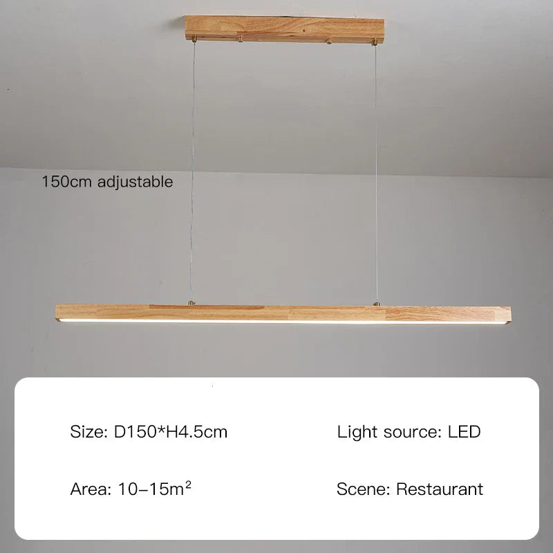 Contemporary Wooden Chandelier - Ideal for Dining Rooms, Kitchens, Shops, and Long Tables with LED Lighting