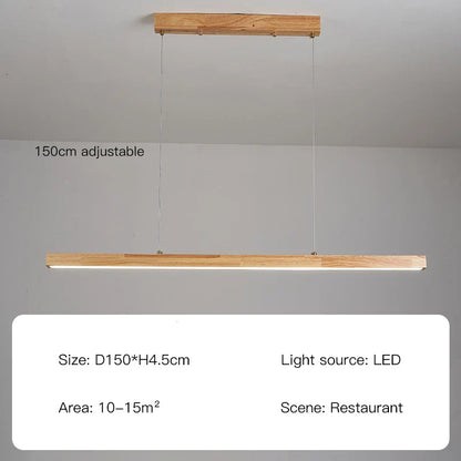 Contemporary Wooden Chandelier - Ideal for Dining Rooms, Kitchens, Shops, and Long Tables with LED Lighting
